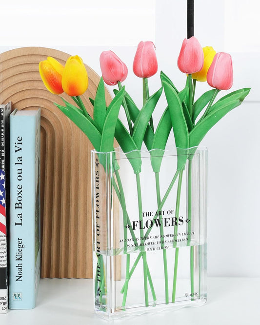 Clear Book Vase – Book-Shaped Glass Flower Vase for Home, Office & Gift Decor