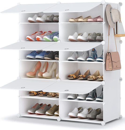 HOMIDEC 6-Tier Shoe Rack – 24 Pair Plastic Shoe Organizer Cabinet for Closet & Entryway