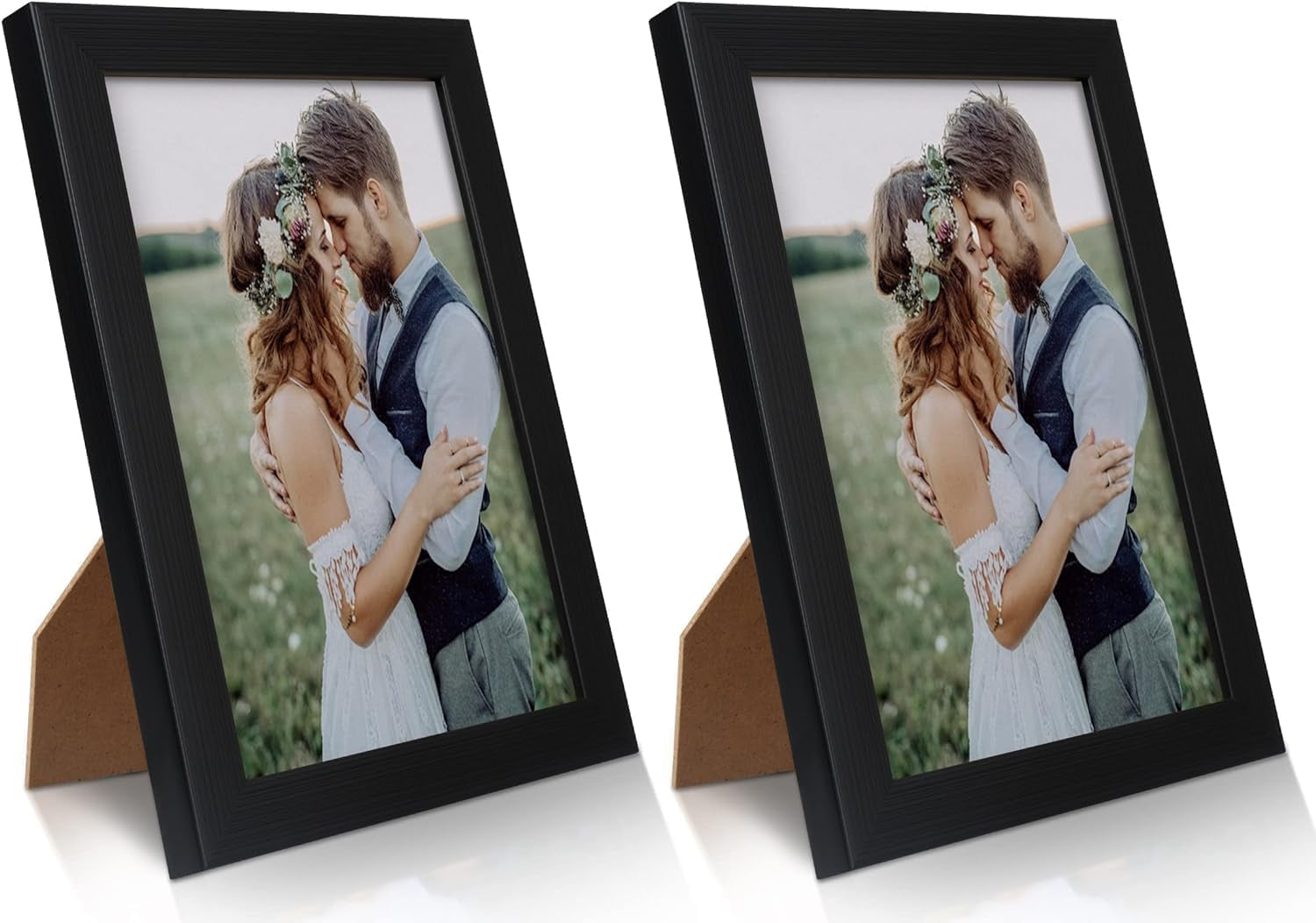 2-Pack 5x7 Black Picture Frames – Wall & Tabletop Display with Clear Plexiglass