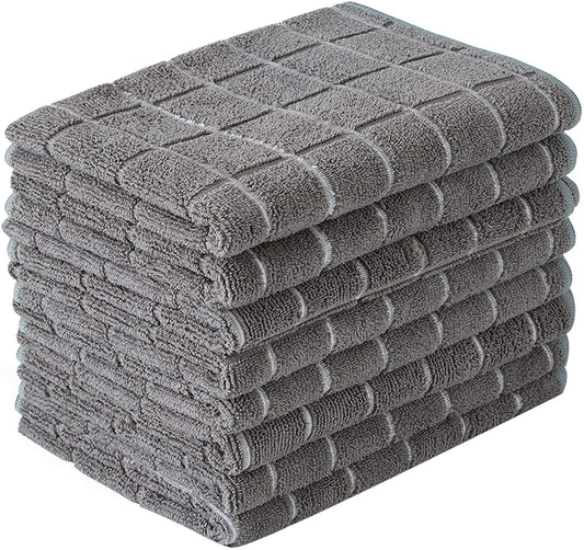 8-Pack Microfiber Dish Towels – Super Absorbent Lint-Free Kitchen Towels (Gray Lattice, 26x18")