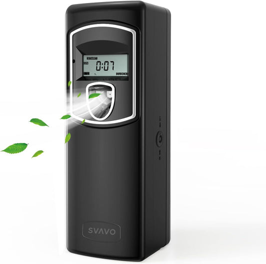 Automatic LCD Fragrance Dispenser - Wall Mount/Free Standing ABS Auto Air Freshener Dispenser Programmable Aerosol Spray Perfume Dispenser (Black, LCD)