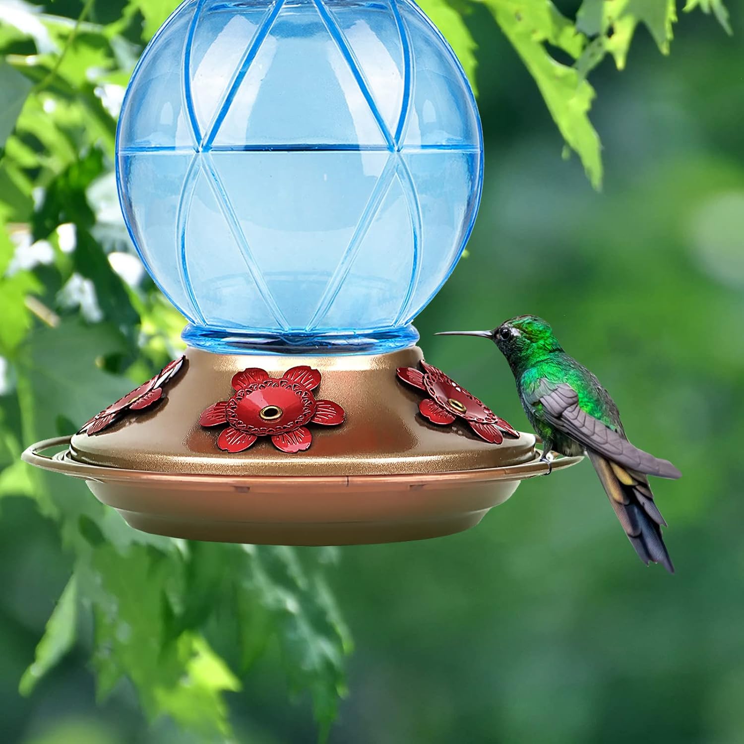Hummingbird Feeder, Glass Hummingbird Feeder for Outdoors, Netted Texture Ball Shape Bottle, 20 Ounces, Lavender, Birthday Gifts for Women Men, Gifts for Mom Dad