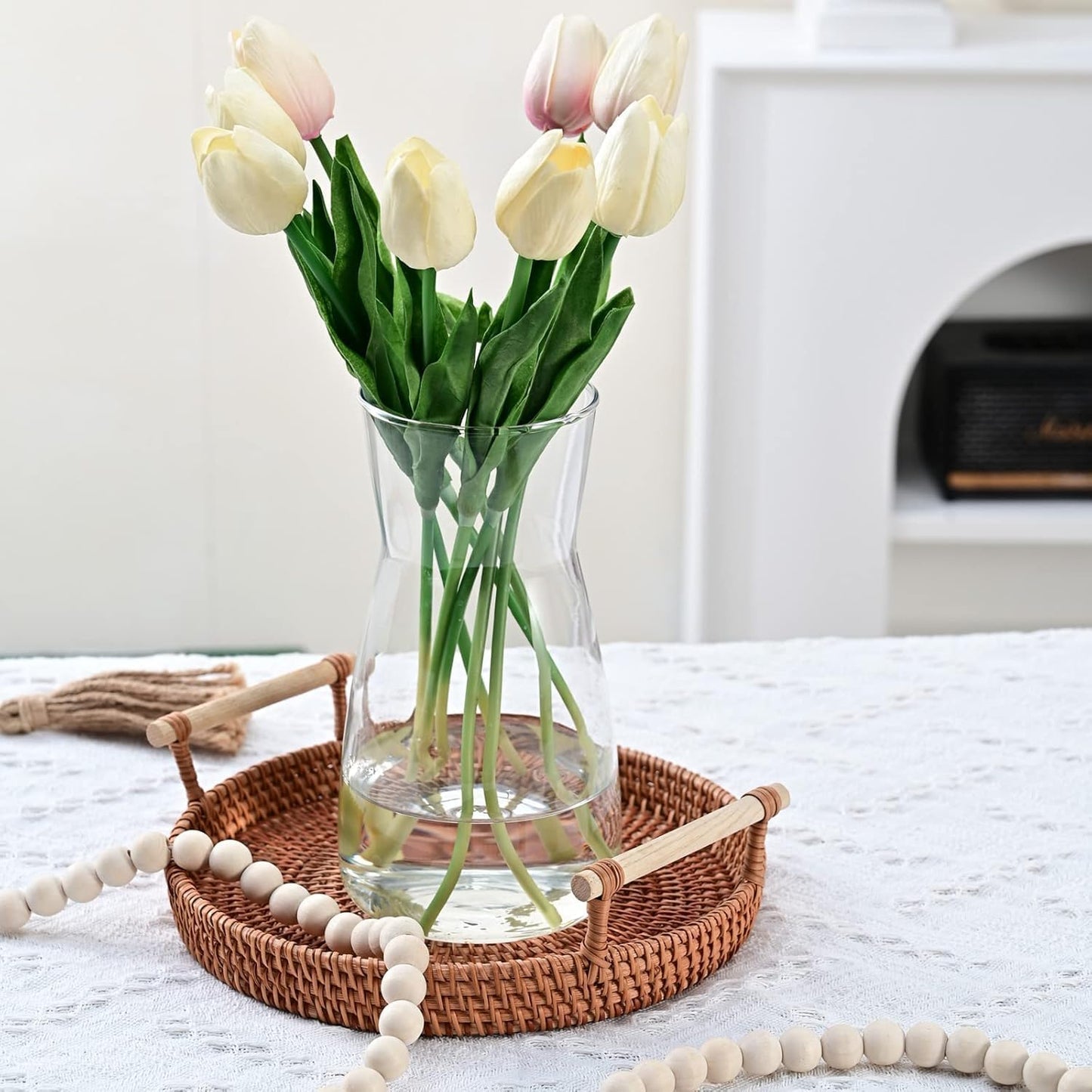 8-Inch Clear Glass Flower Vase – Modern Boho Centerpiece for Table, Home & Wedding Decor