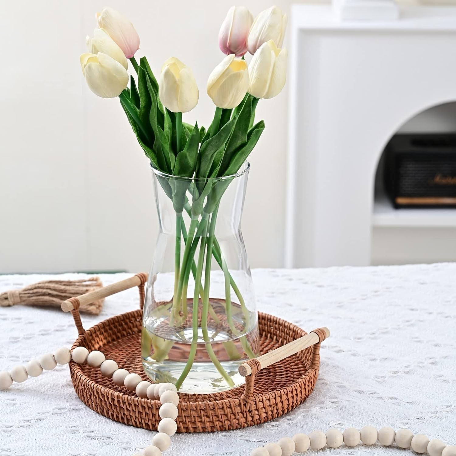8-Inch Clear Glass Flower Vase – Modern Boho Centerpiece for Table, Home & Wedding Decor