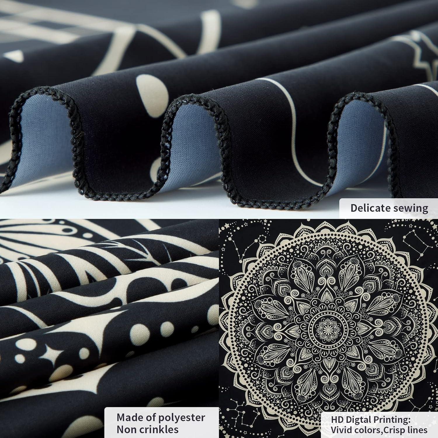 Black Golden Mandala Tapestry Astrology Space Wall Hanging Tapestries Wall Tapestrys Large Aesthetic Hippie Wall Decor Bohemian Wall Art Boho Home Talestry for Bedroom,Living Room,Ceiling