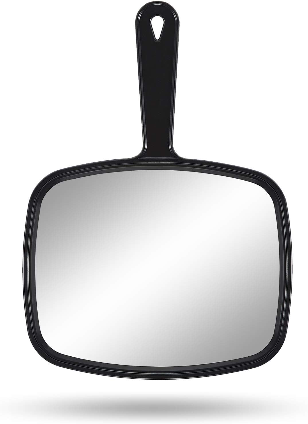 Black Square Handheld Mirror – 10.3"x7.4" Salon & Hairdressing Mirror with Handle