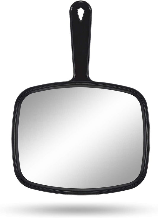 Black Square Handheld Mirror – 10.3"x7.4" Salon & Hairdressing Mirror with Handle