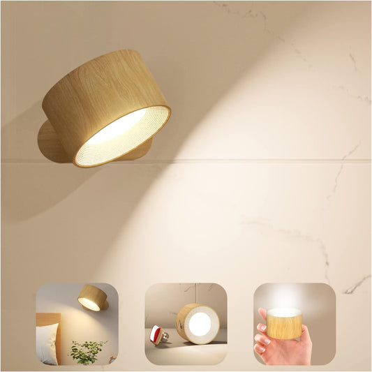 LED Wall Sconces – Rechargeable Touch-Control Lamps with USB, 3 Brightness & Color Modes, 360° Magnetic Rotation