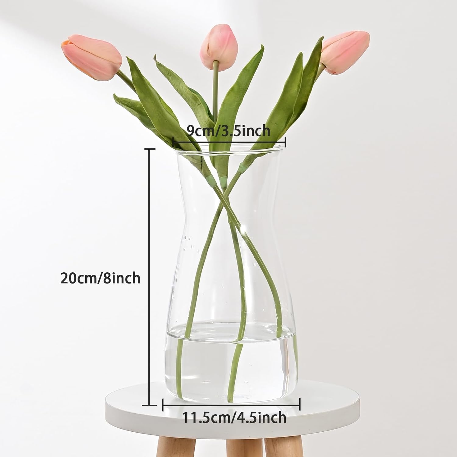 8-Inch Clear Glass Flower Vase – Modern Boho Centerpiece for Table, Home & Wedding Decor