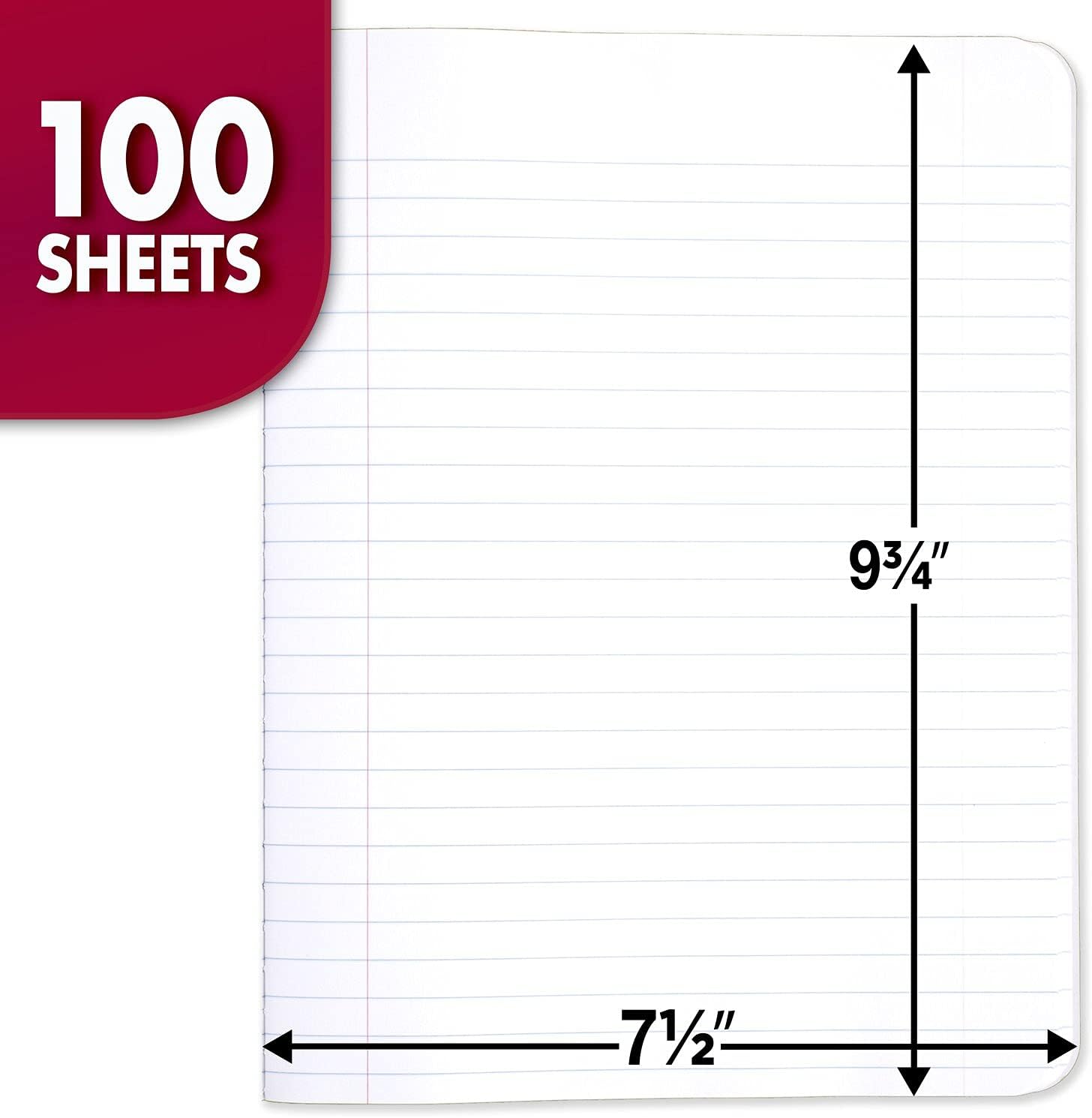 Wide Ruled Composition Notebooks – 3 Pack Black Marble, 100 Sheets Each, 7.5" x 9.75"
