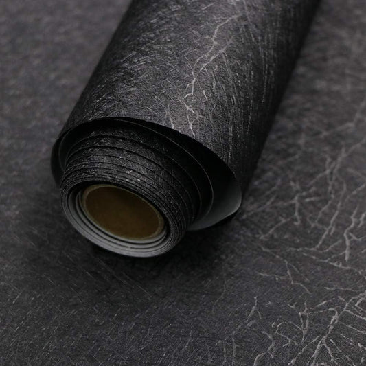 Black Silk Embossed Peel & Stick Wallpaper – 15.7" x 118" Waterproof Self-Adhesive Vinyl Wrap