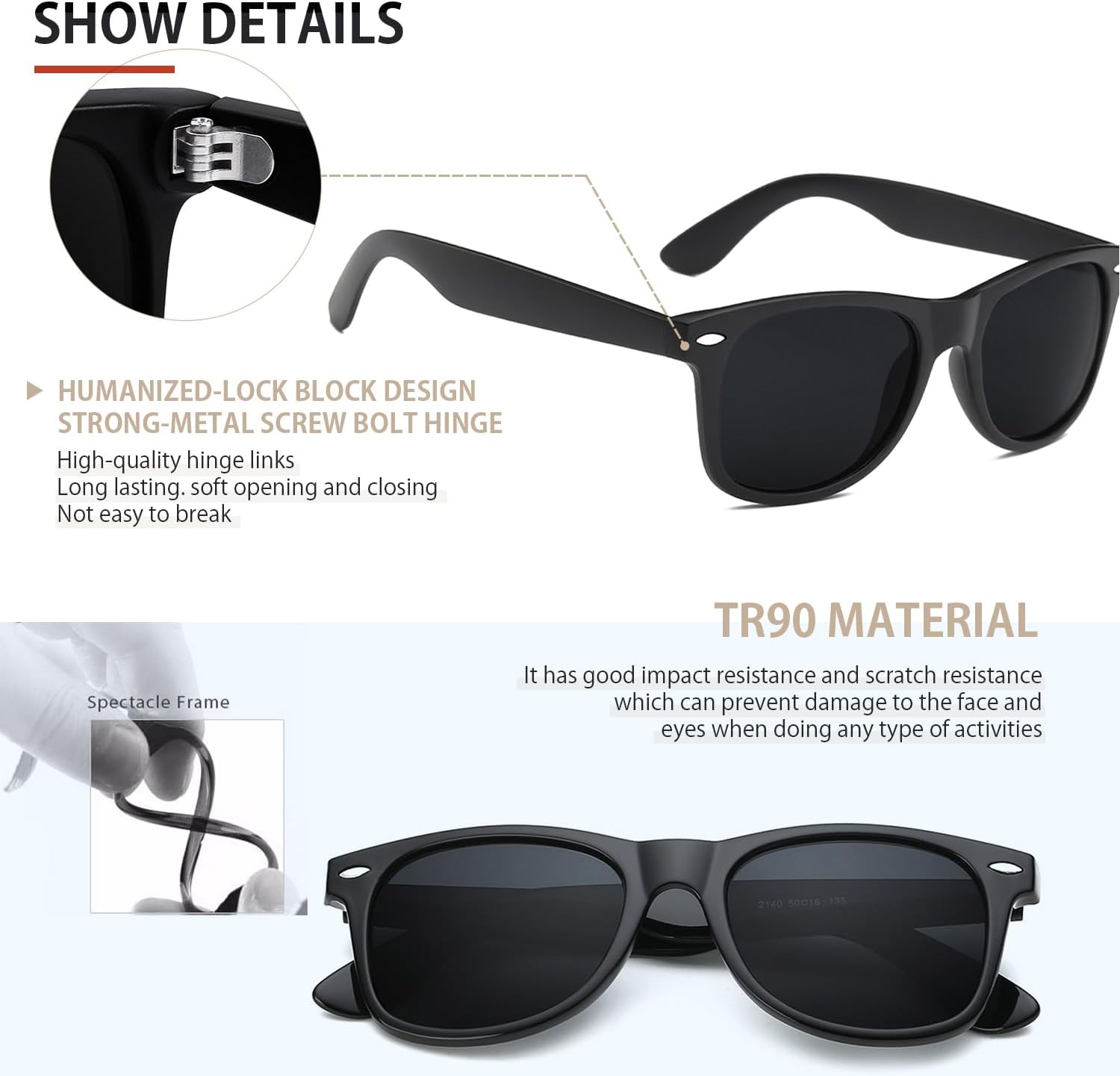 Men’s Polarized Retro Sunglasses – Unisex UV400 Protection for Driving & Outdoor Sports (Black)