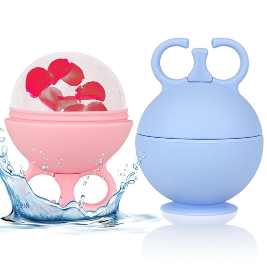 2-Pack Ice Cube Face Rollers – Reusable Facial Ice Molds for Puffiness, Skin Toning & Relaxation (Pink & Blue)