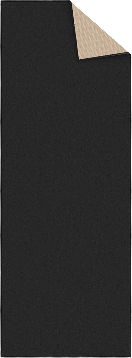 Ottomanson 2'2" x 6' Hallway Runner Rug – Non-Slip, Easy-Clean Solid Black Carpet for Entryway, Kitchen & Laundry