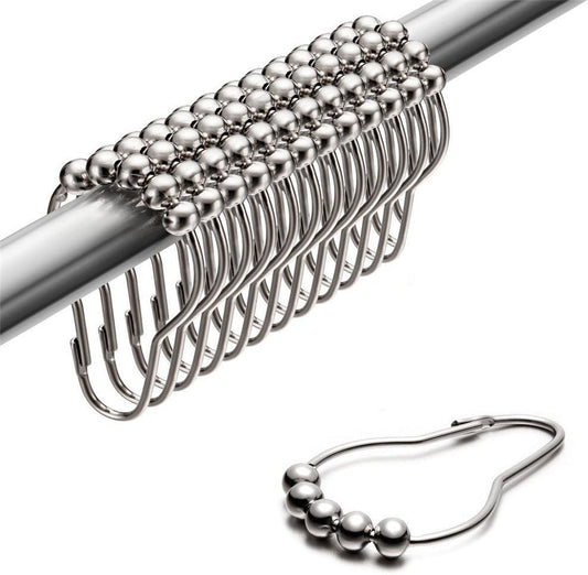 Chrome Stainless Steel Shower Curtain Rings – Set of 12 Rustproof Bathroom Hooks