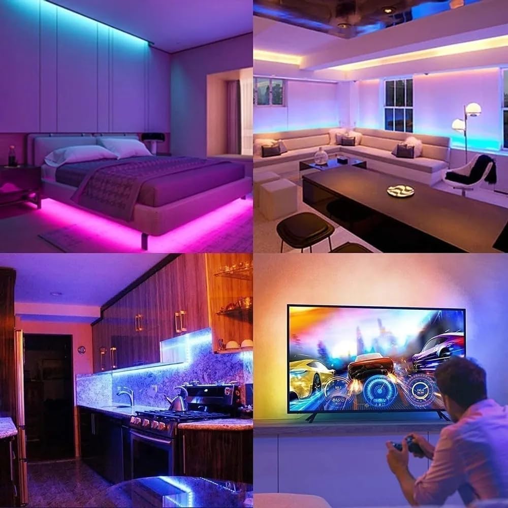 DAYBETTER 130ft LED Strip Lights – RGB Light Kit with Remote & 24V Power Supply for Bedroom, Desk & Indoor Decor