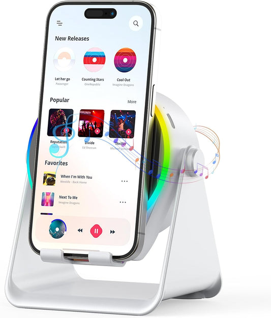 4-in-1 Wireless Induction Bluetooth Speaker with RGB Light & 360° Phone Stand