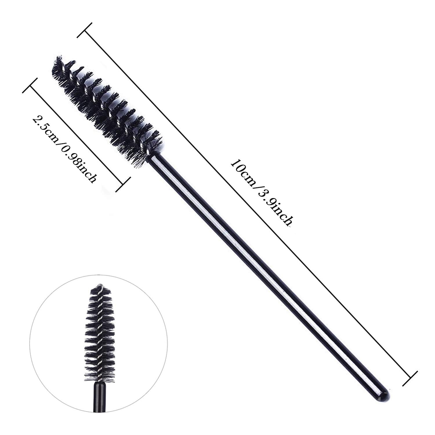 100 Pcs Disposable Mascara Wands – Black Eyelash Brushes for Extension, Eyebrow & Makeup Application – Hygienic Spoolies for Salon & Personal Use