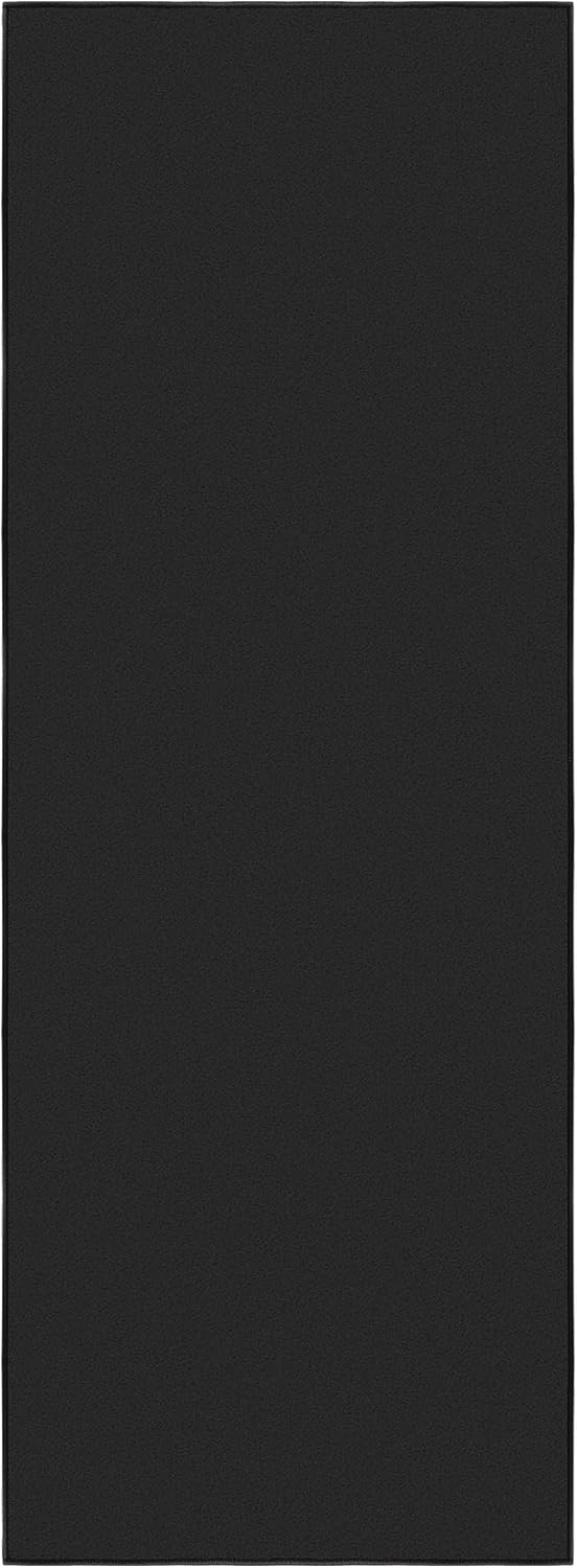 Ottomanson 2'2" x 6' Hallway Runner Rug – Non-Slip, Easy-Clean Solid Black Carpet for Entryway, Kitchen & Laundry