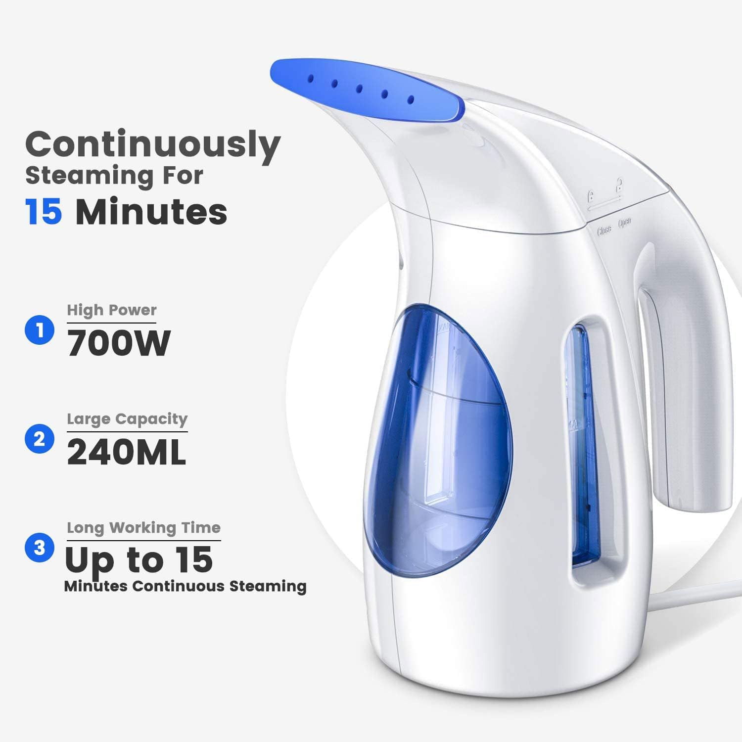 Portable Handheld Clothes Steamer – 700W Wrinkle Remover with 240ml Tank (120V Only)
