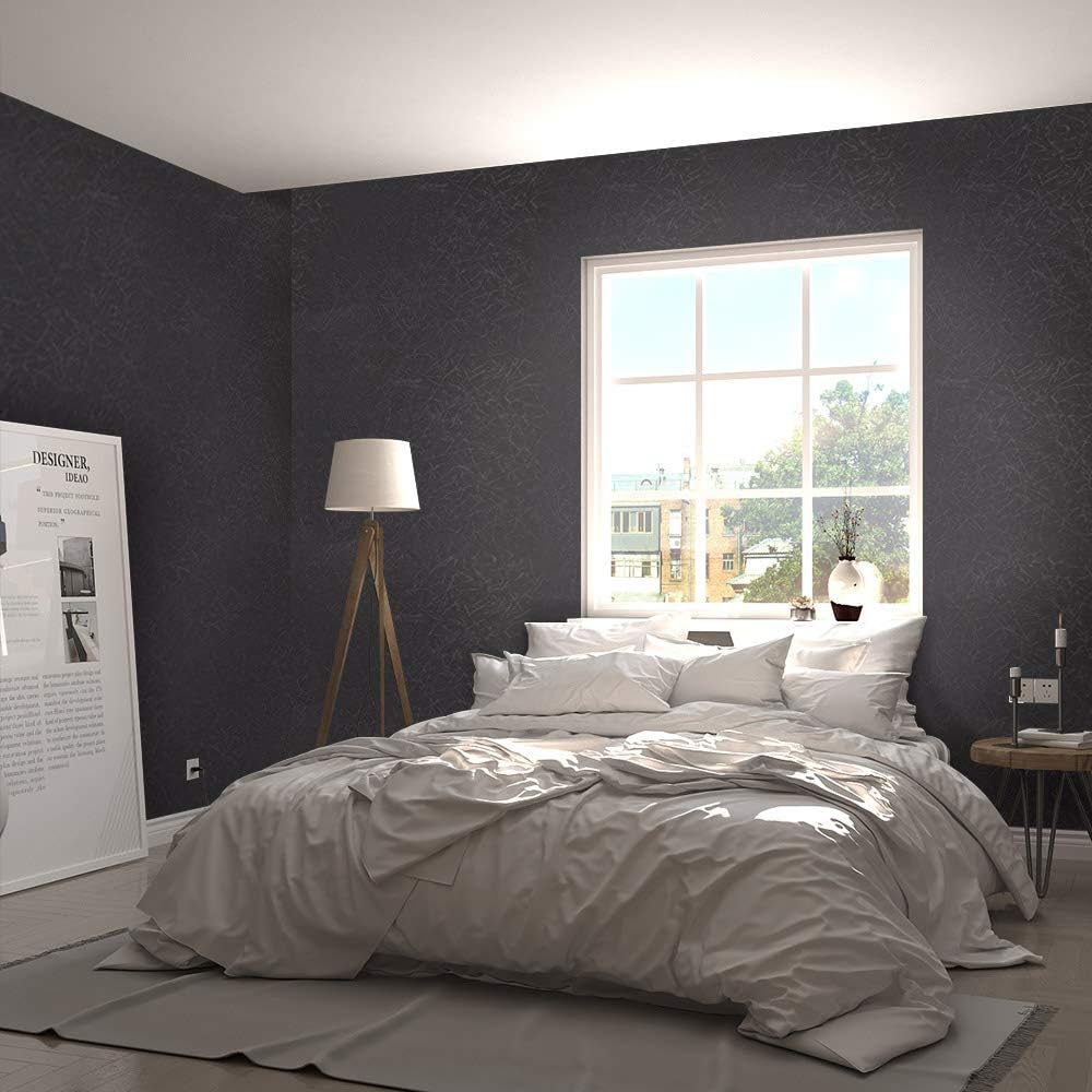 Black Silk Embossed Peel & Stick Wallpaper – 15.7" x 118" Waterproof Self-Adhesive Vinyl Wrap