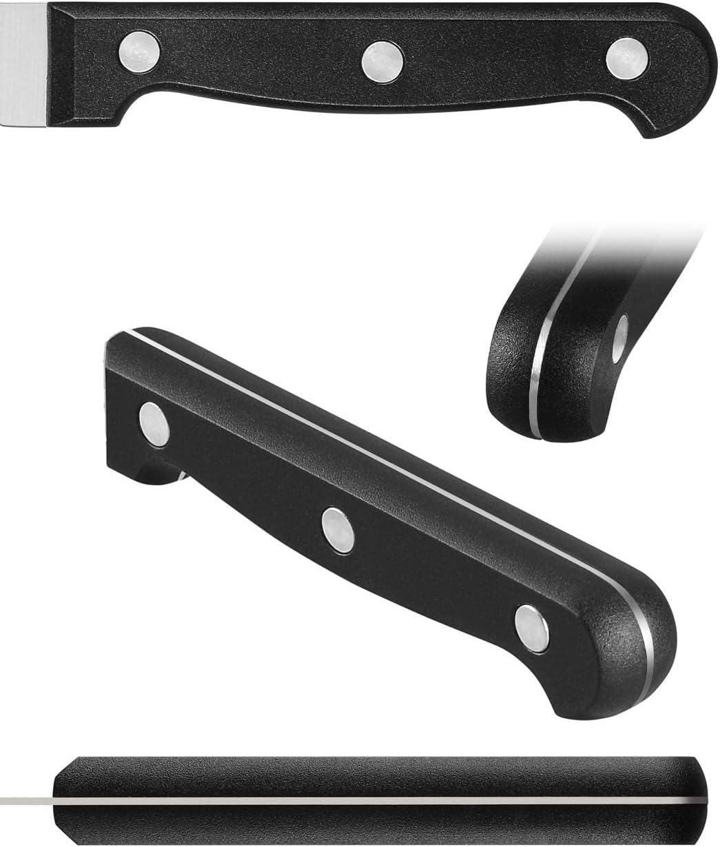 3-Piece Kitchen Knife Set – Stainless Steel Chef, Utility & Paring Knives with Sheaths (Black)