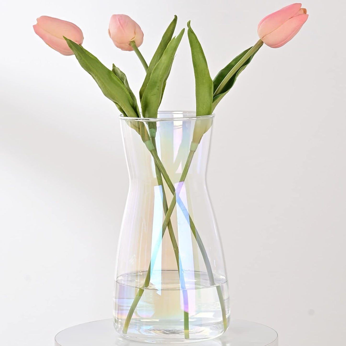 8-Inch Clear Glass Flower Vase – Modern Boho Centerpiece for Table, Home & Wedding Decor
