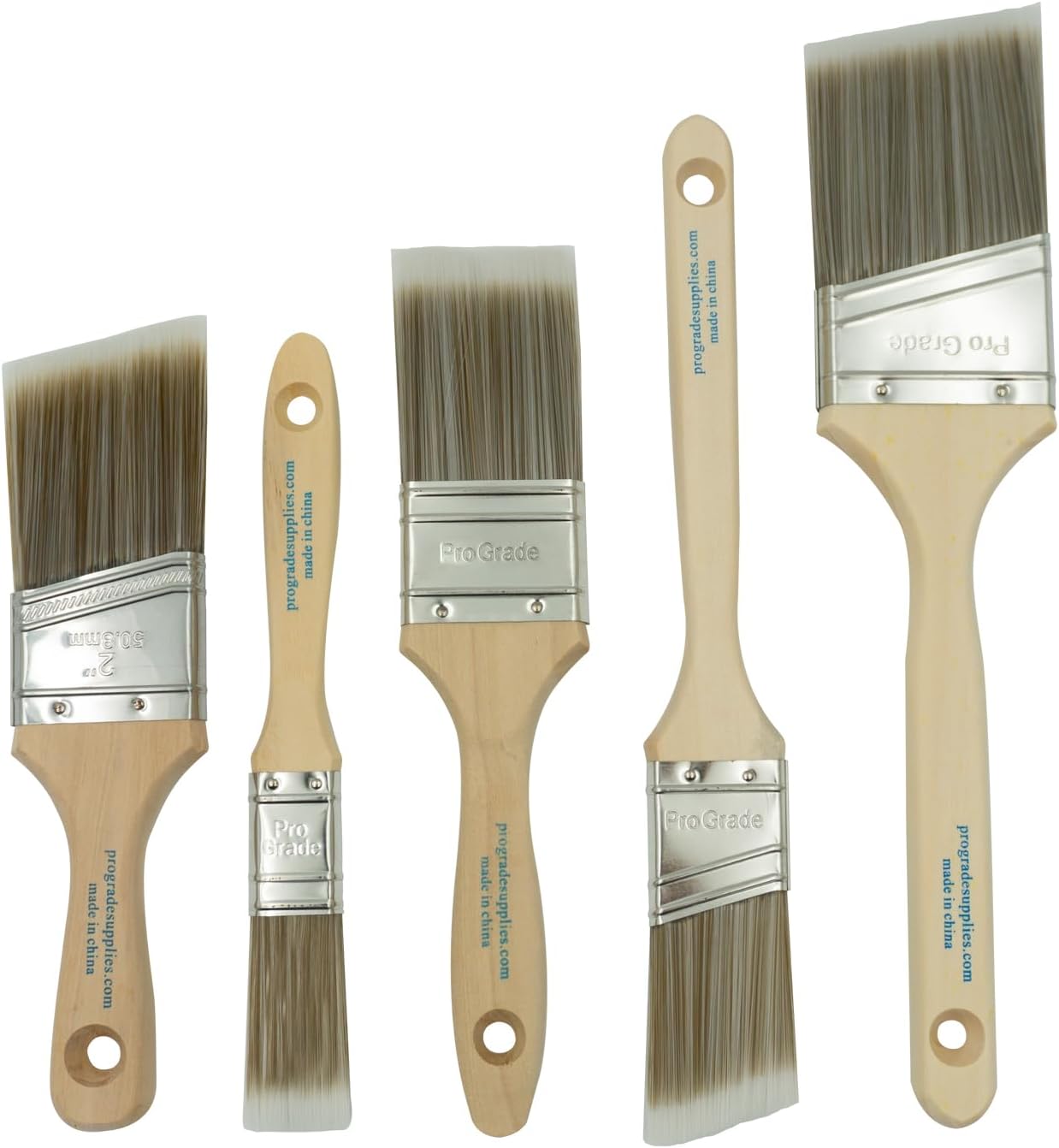 5-Piece Paint Brush Set – Flat & Angled Brushes for Latex, Oil, Stains, Interior & Exterior Use