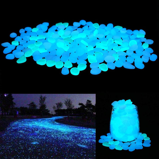 Glow in the Dark Garden Pebbles – 200PCS Blue Luminous Stones for Yard, Walkway & DIY Decor