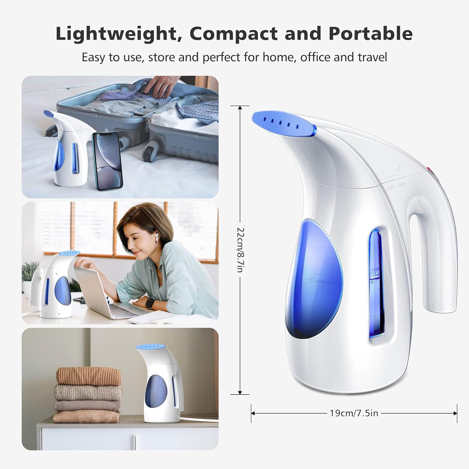 Portable Handheld Clothes Steamer – 700W Wrinkle Remover with 240ml Tank (120V Only)