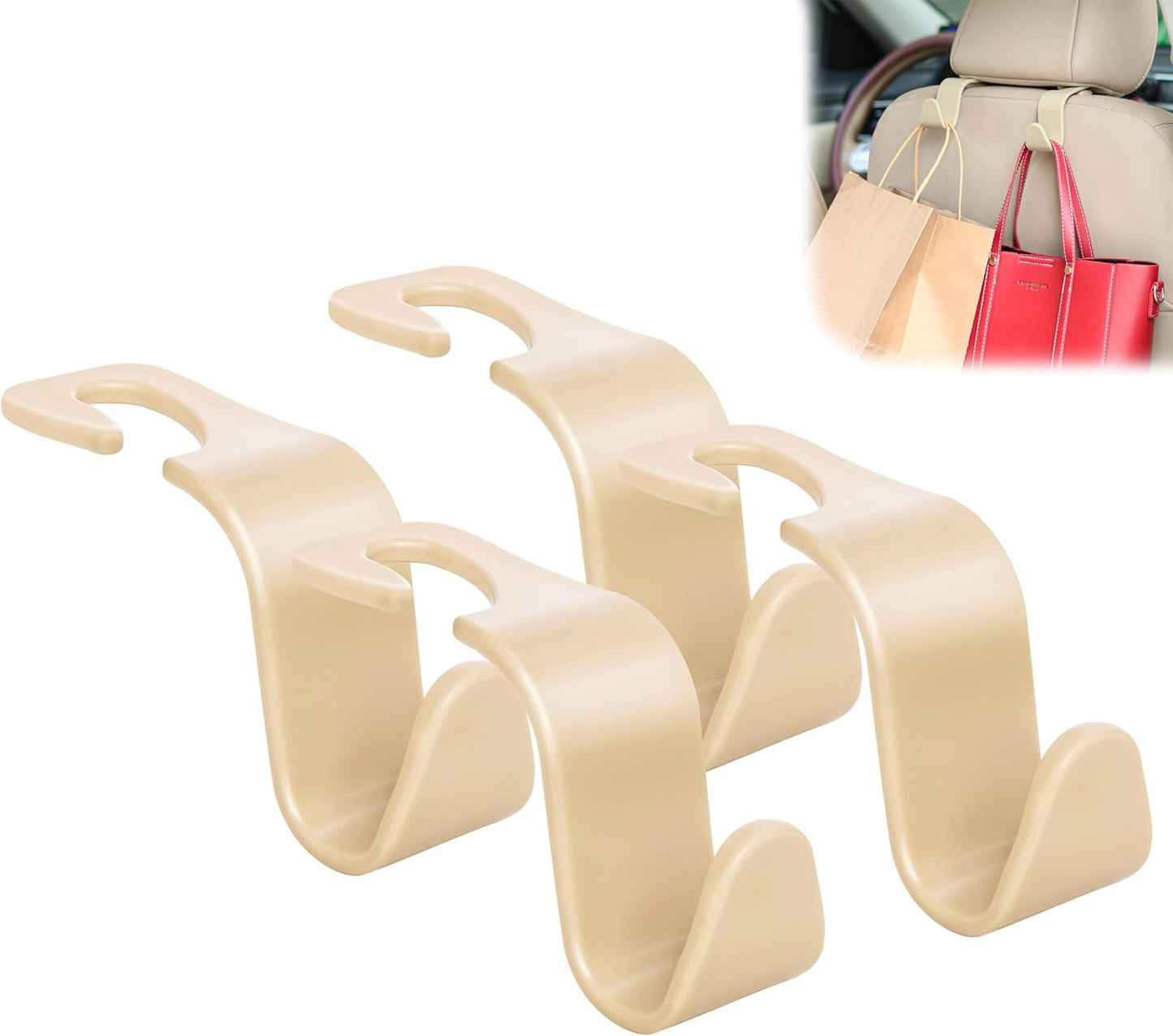 Car Seat Headrest Hook 4 Pack Hanger Storage Organizer Universal for Handbag Purse Coat Fit Universal Vehicle Car Black S Type