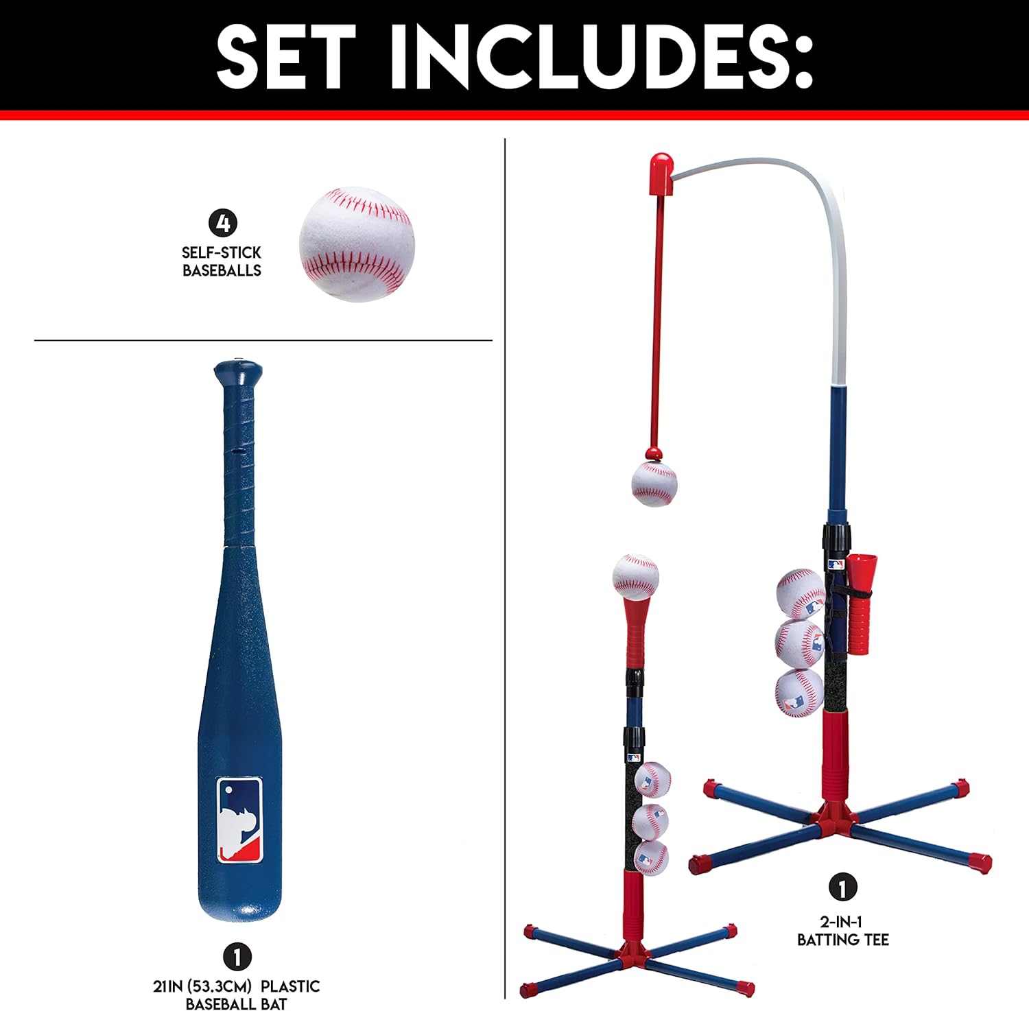 Grow-With-Me Kids Batting Tee & Stand Set – Adjustable Baseball, Softball & T-Ball Trainer for Toddlers & Youth
