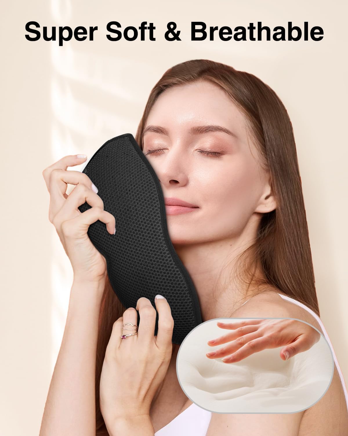 3D Contoured Sleep Mask – 100% Light Blocking Eye Mask for Side Sleepers (Black)