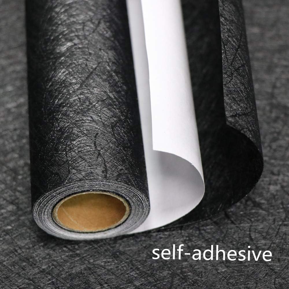 Black Silk Embossed Peel & Stick Wallpaper – 15.7" x 118" Waterproof Self-Adhesive Vinyl Wrap