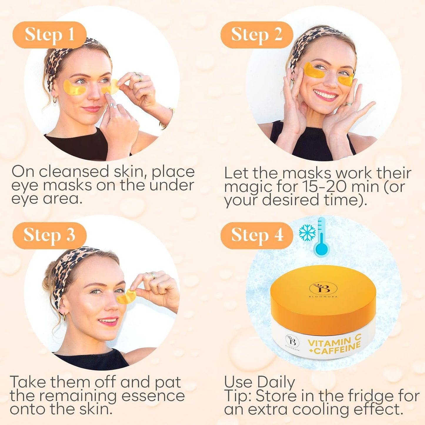 Vitamin C & Caffeine Under Eye Patches – 30 Pairs for Dark Circles & Puffiness