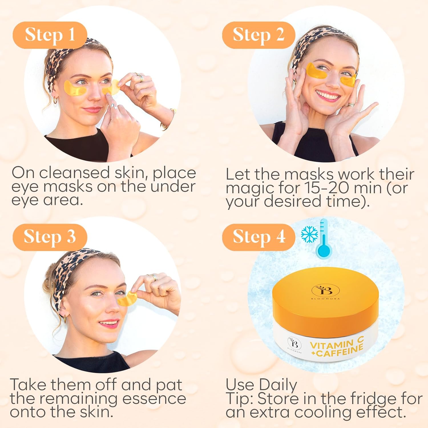 Vitamin C & Caffeine Under Eye Patches – 30 Pairs for Dark Circles & Puffiness