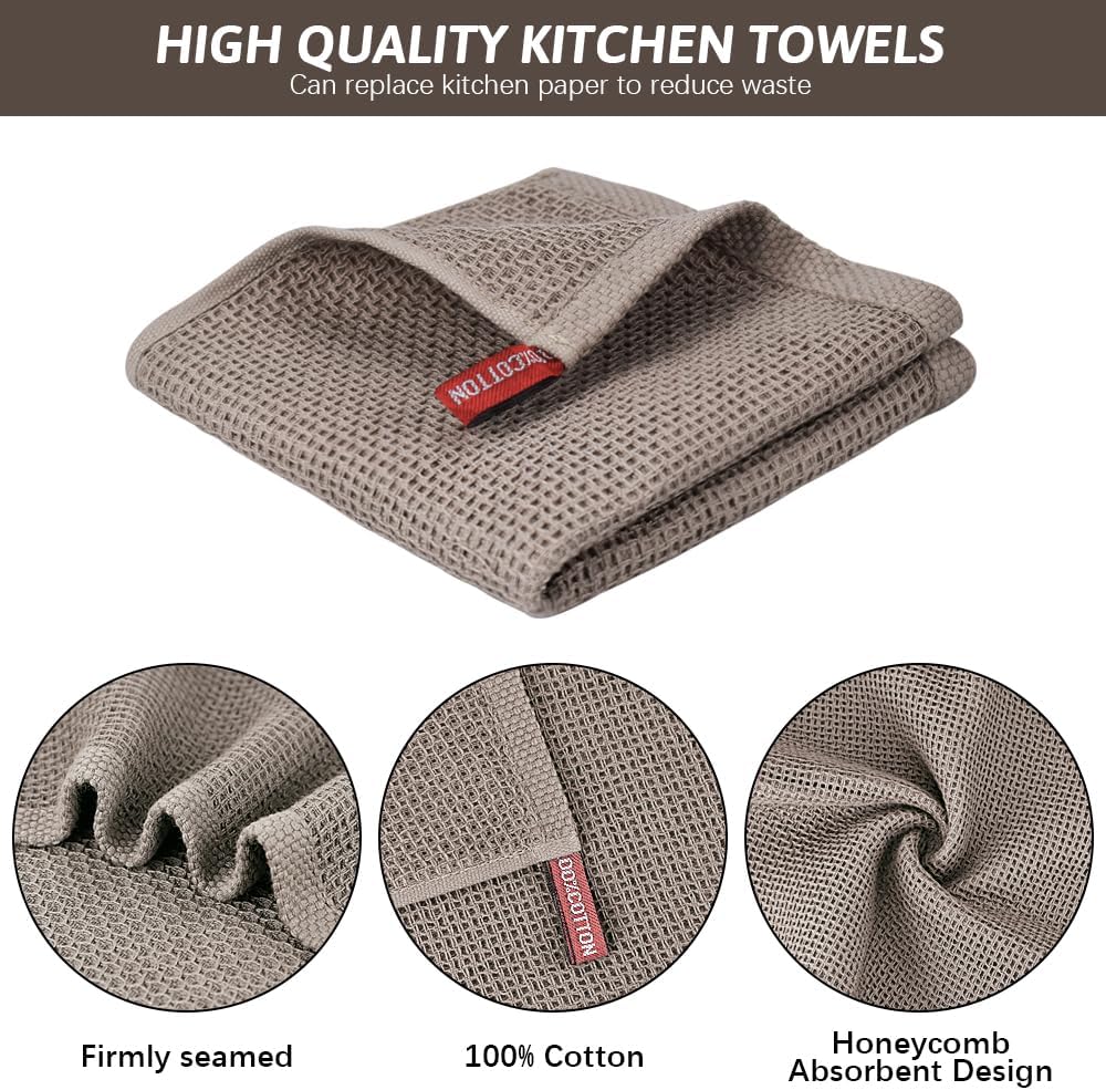 6-Pack Cotton Kitchen Towels & Dishcloths – Soft, Quick-Drying Dish Towels (12x12", Multi-Color)