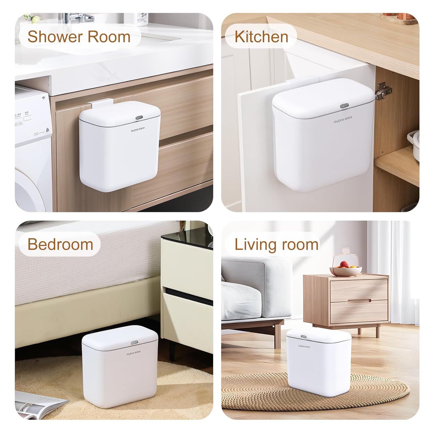 1.8 Gal Hanging Trash Can with Lid – Wall & Cabinet Mount Compost Bin (White)
