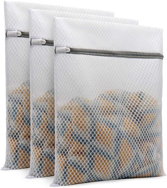 3-Pack Honeycomb Mesh Laundry Bags for Delicates – 12" x 16" Medium Size