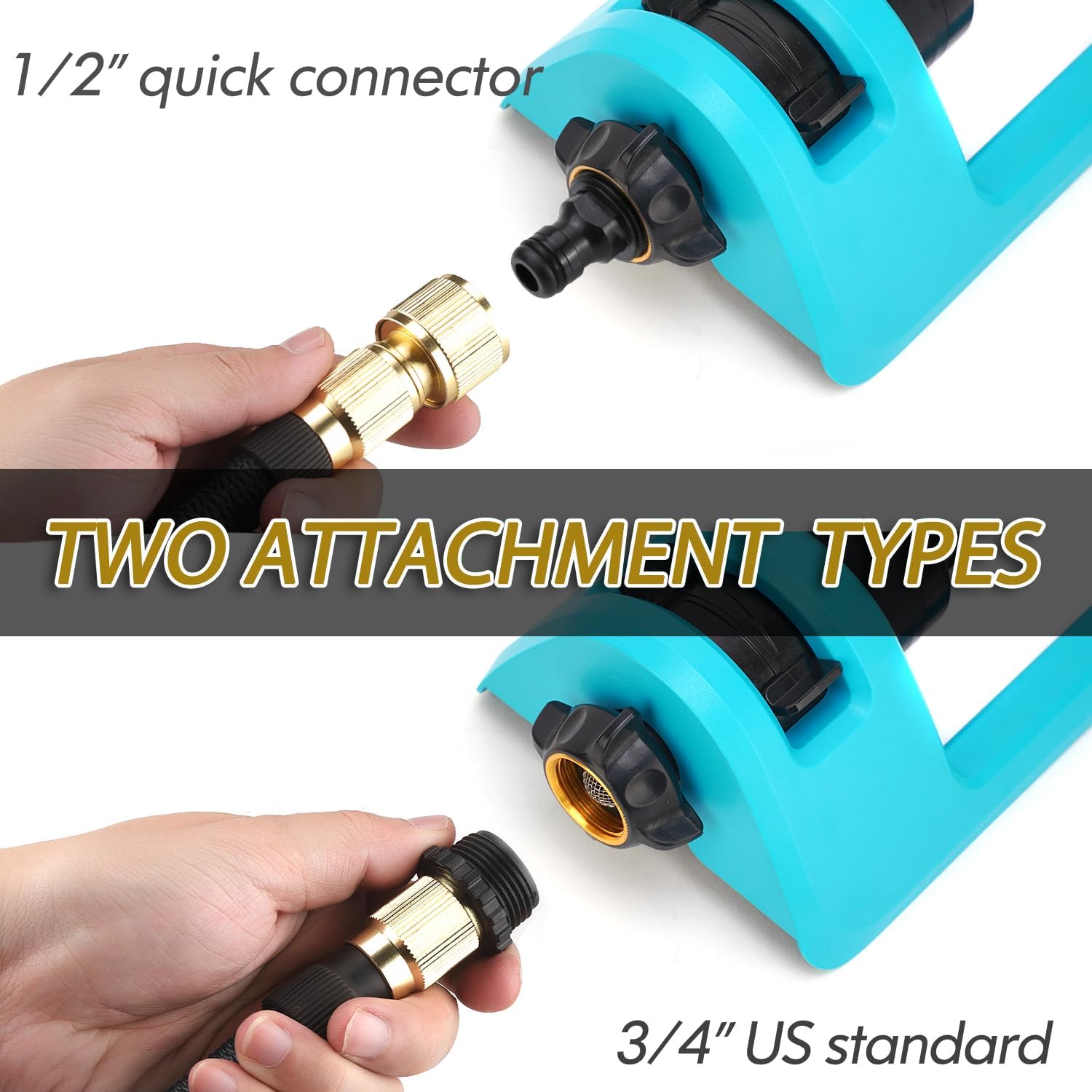 Oscillating Lawn Sprinkler with 18 Brass Nozzles – Covers Up to 3,600 sq.ft (Blue)
