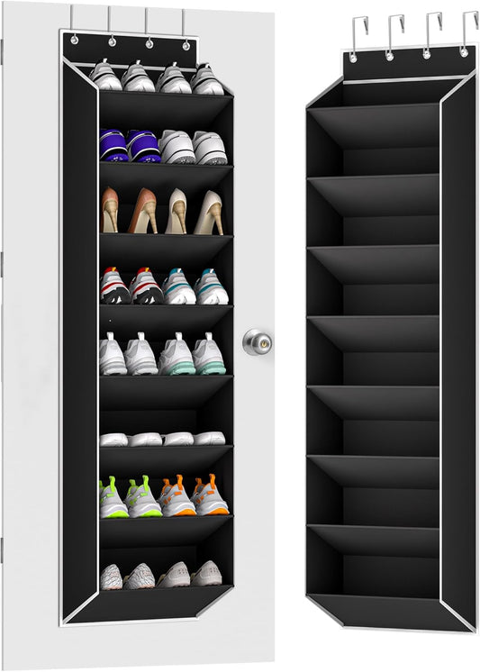 Over-the-Door Shoe Organizer – 24 Pocket Hanging Rack for Closet & Entryway (Black)