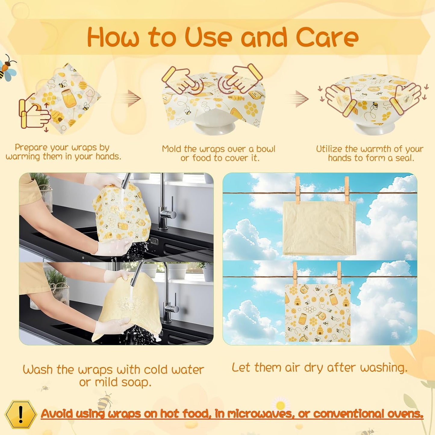 Reusable Beeswax Bread Bags & Organic Food Wraps – Sustainable Kitchen Storage for Homemade Bread, Eco-Friendly Cotton Bags