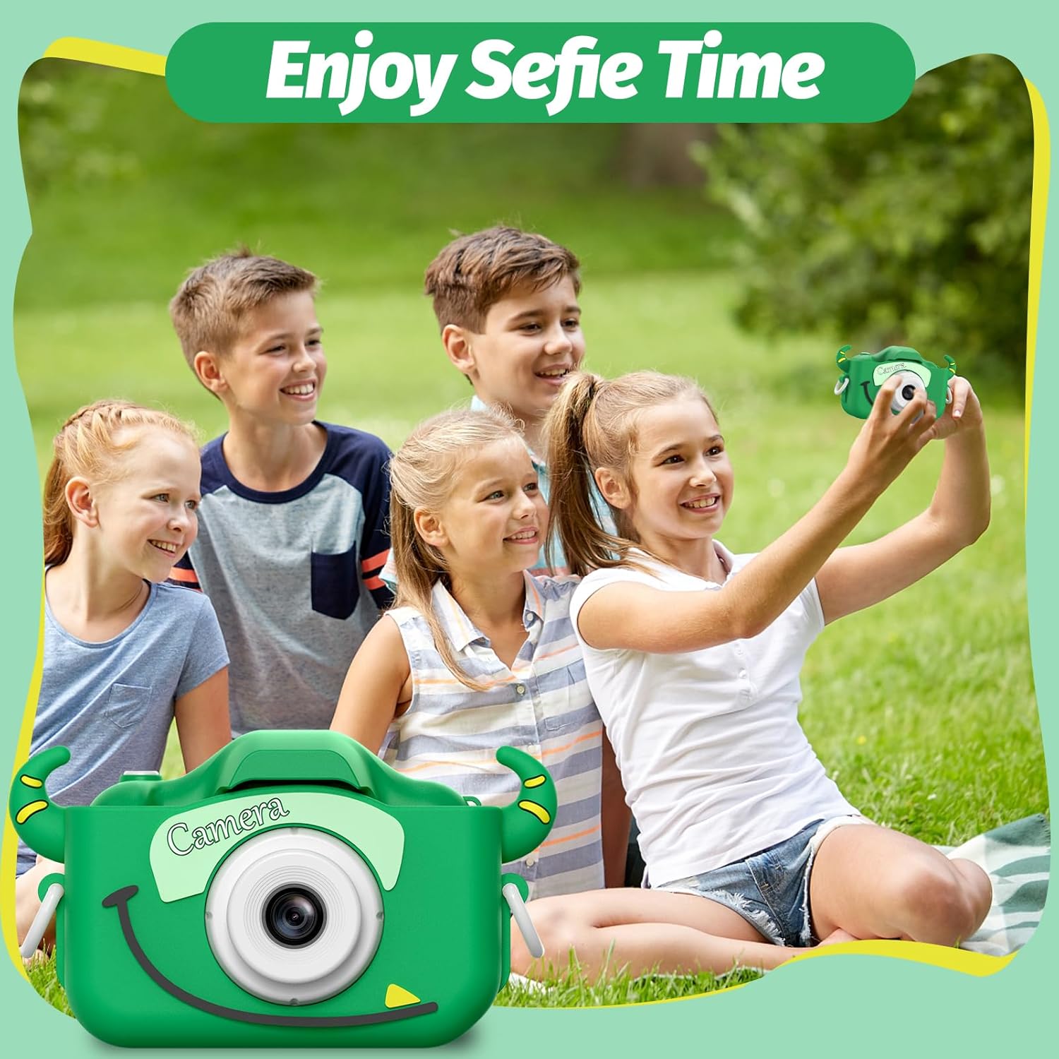 Kids Digital Camera with Cartoon Cover – Toy Camcorder for Ages 3–8 (32GB Card Included)
