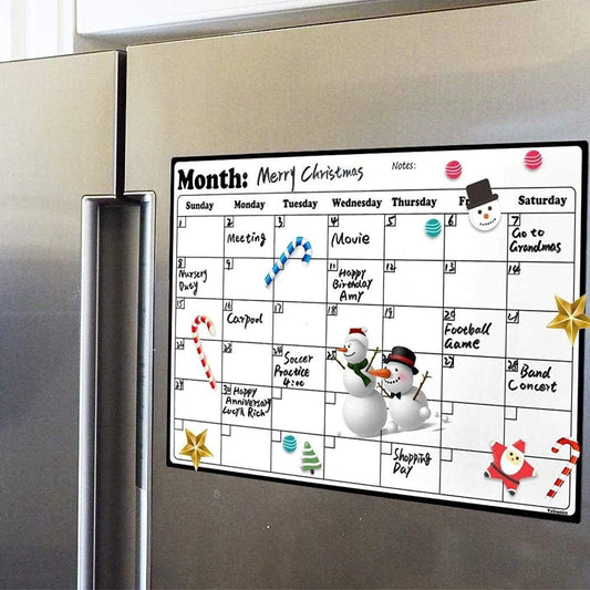 Magnetic Dry Erase Fridge Calendar – 16.9x11.8” Whiteboard Weekly/Monthly Planner for Refrigerator