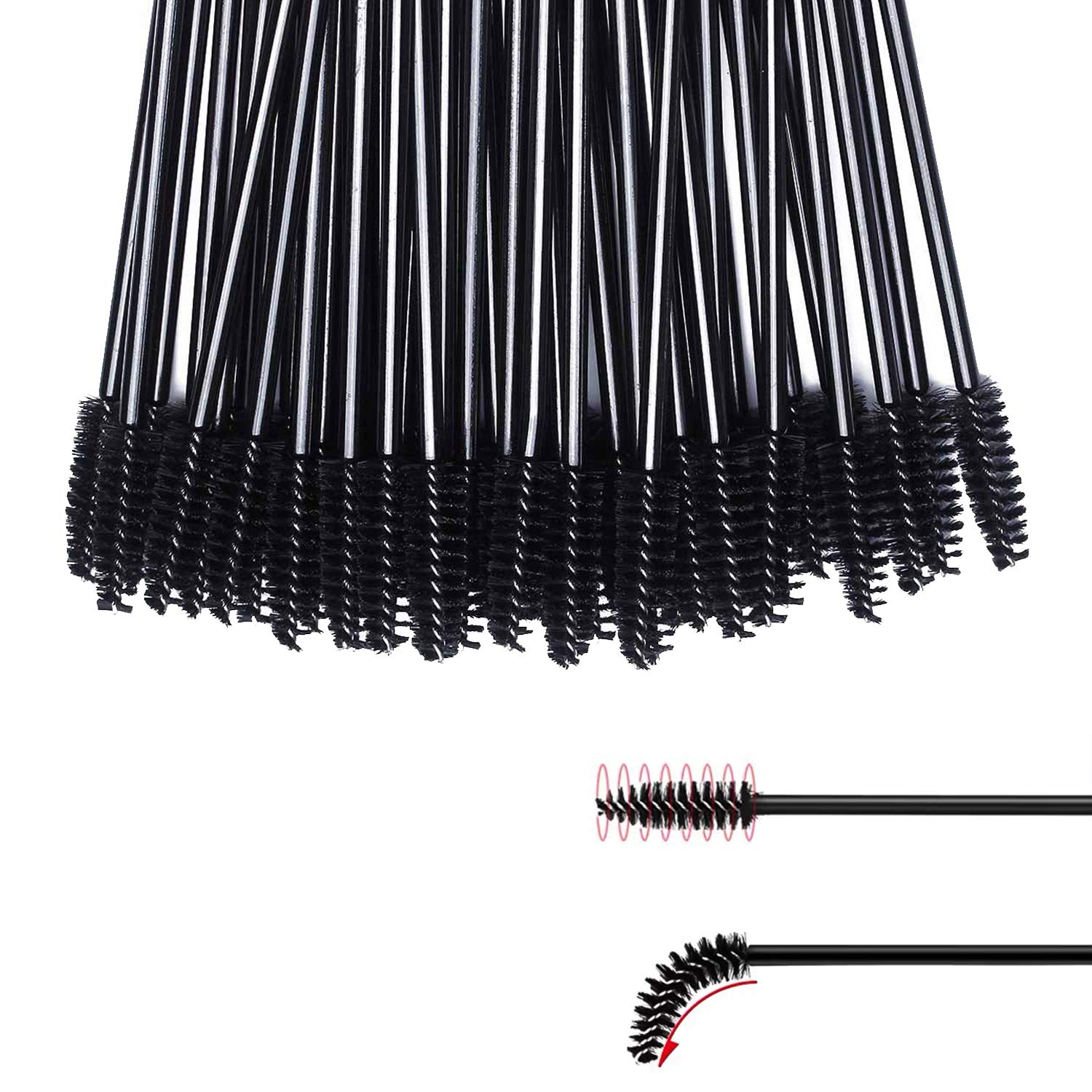 100 Pcs Disposable Mascara Wands – Black Eyelash Brushes for Extension, Eyebrow & Makeup Application – Hygienic Spoolies for Salon & Personal Use