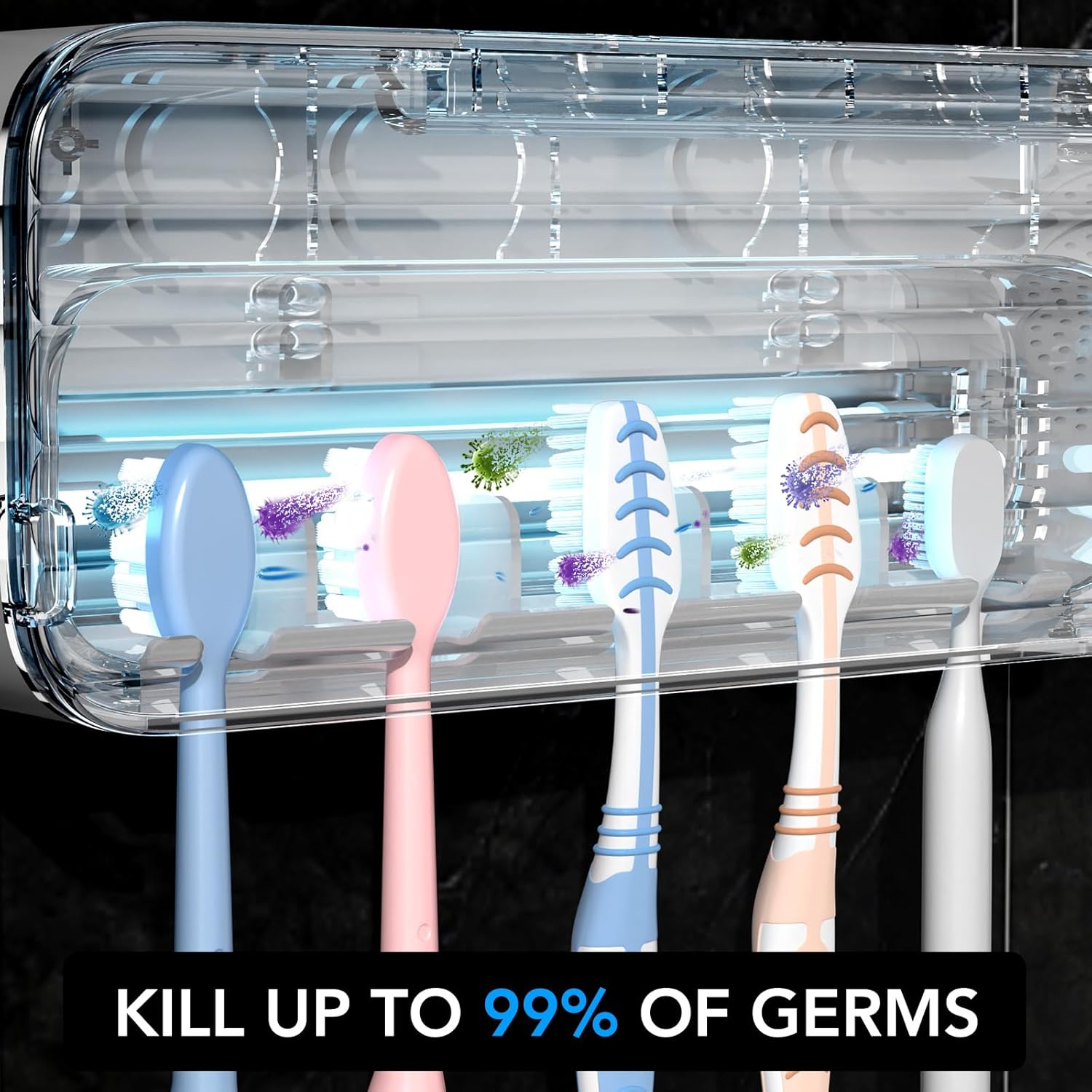StarWin™ 5-Slot UV Toothbrush Cleaner with Timer – Cordless, Wall-Mount, No Drilling Required