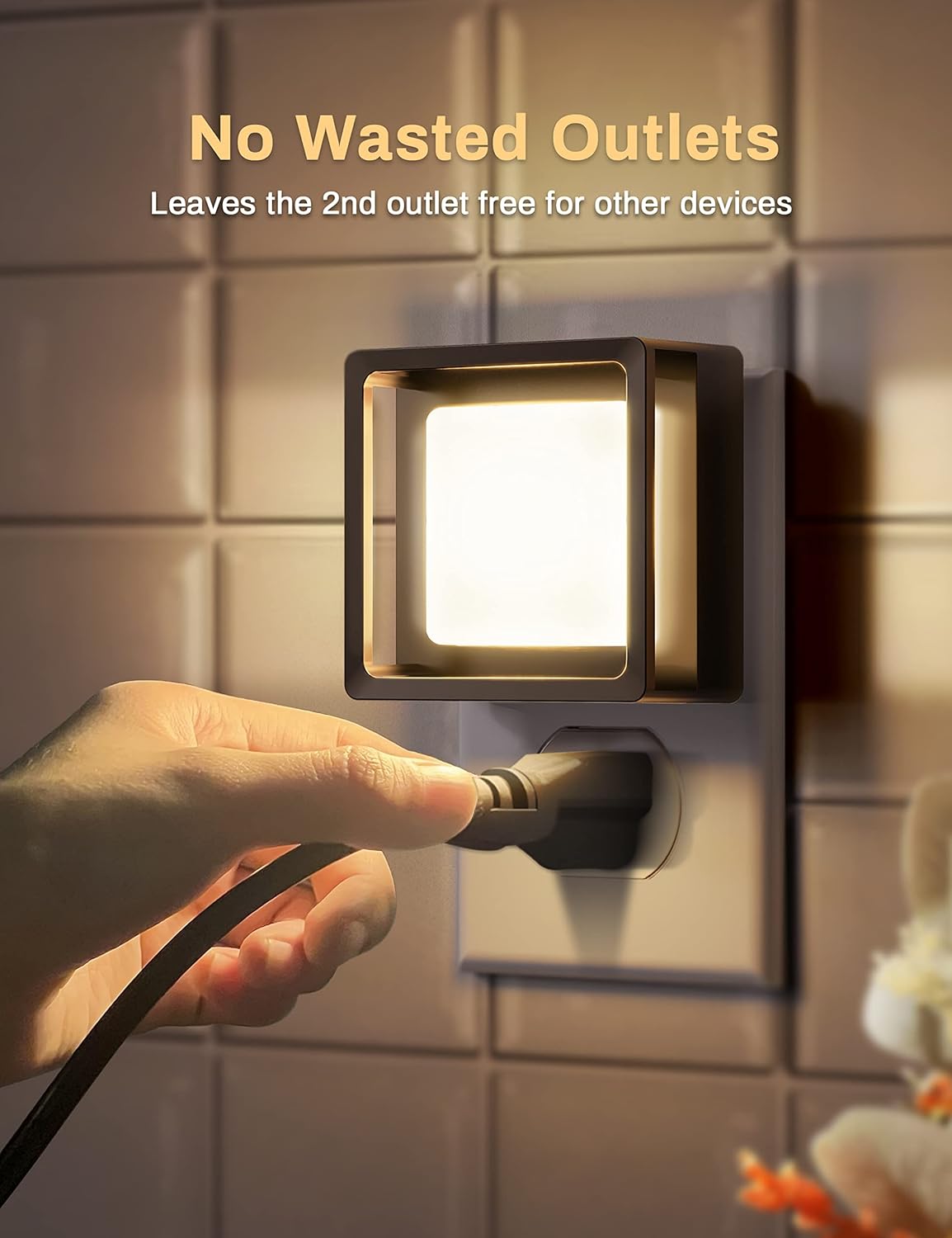 LED Night Light [2-Pack], Plug-In with Dusk-to-Dawn Sensor, Dimmable for Bedroom, Hallway, Bathroom
