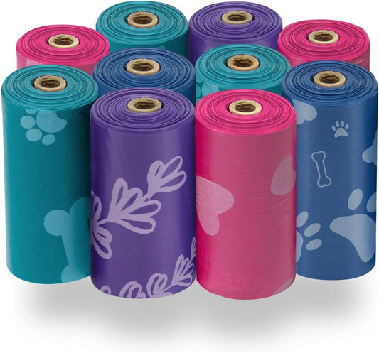 Dog Poop Bags for Waste – 150 Count Leak-Proof & Tear-Resistant Doggy Bags in Assorted Colors