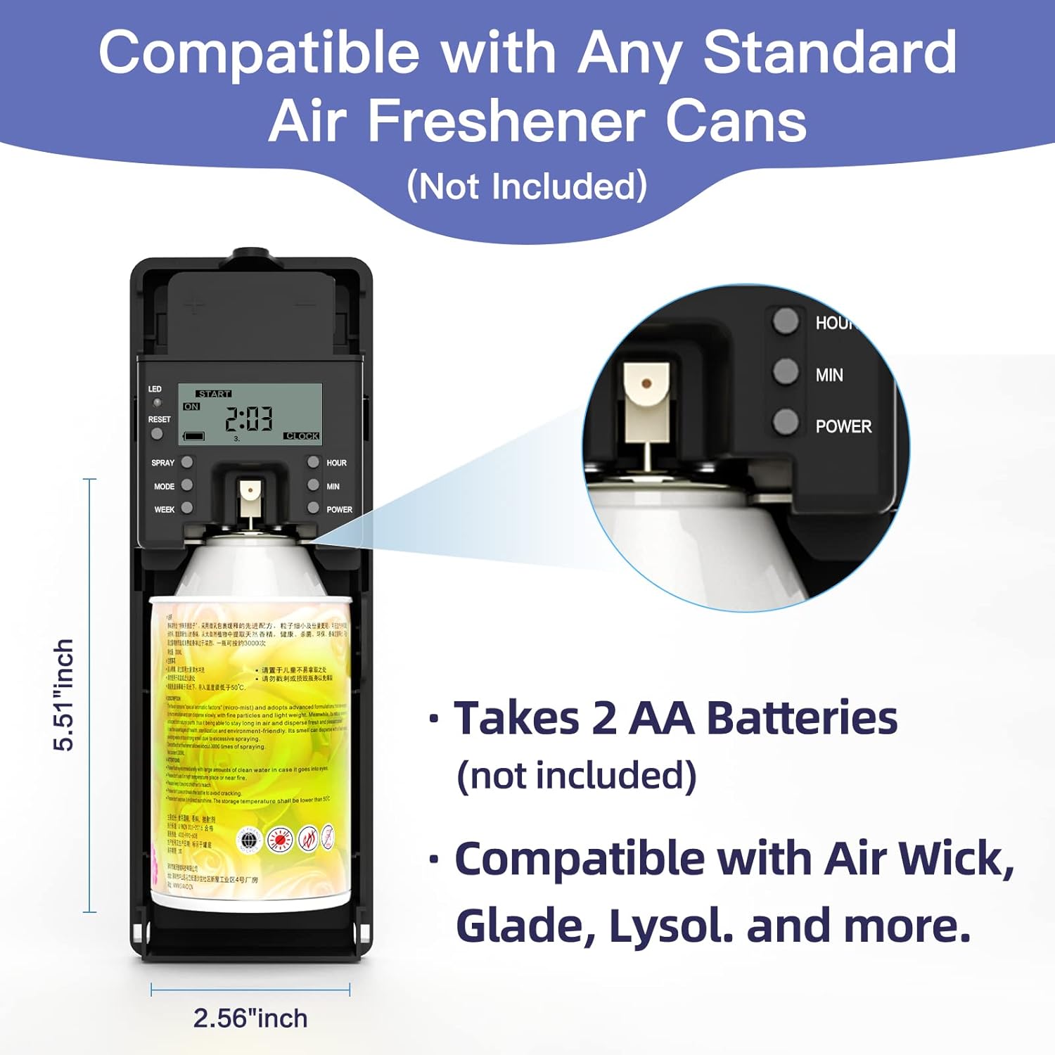 Automatic LCD Fragrance Dispenser - Wall Mount/Free Standing ABS Auto Air Freshener Dispenser Programmable Aerosol Spray Perfume Dispenser (Black, LCD)