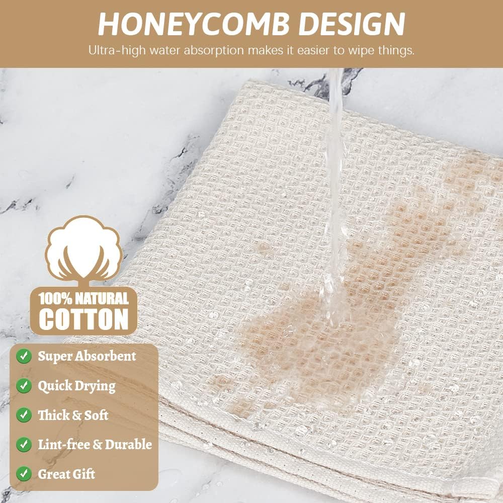 6-Pack Cotton Kitchen Towels & Dishcloths – Soft, Quick-Drying Dish Towels (12x12", Multi-Color)